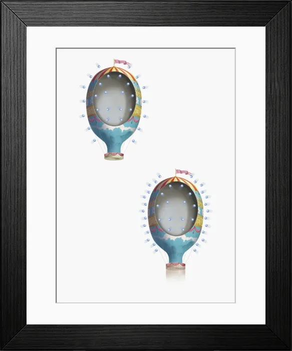 Framed Print : Illustrations of hot-air balloons, steady with air of equal density, and rising with air inside less Framed Print : Illustrations of hot-air balloons, steady with air of equal density, and rising with air inside less