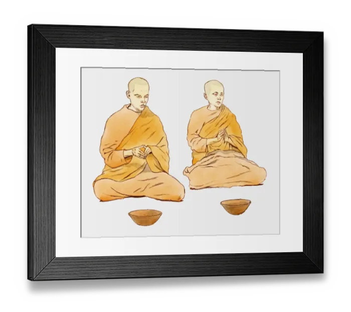 Framed Print : Illustration of two Buddhist monks