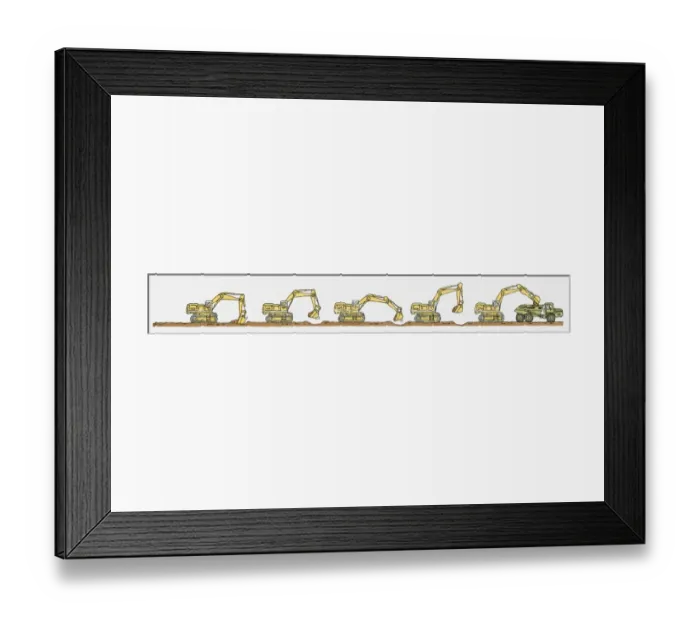 Framed Print : Sequence of illustrations of earth mover Framed Print : Sequence of illustrations of earth mover