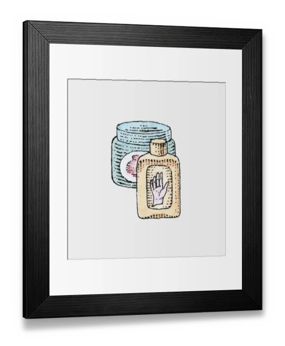 Framed Print : Illustration of jar and bottle of moisturizers Framed Print : Illustration of jar and bottle of moisturizers