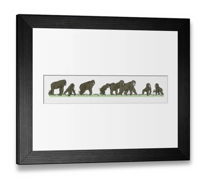 Framed Print : Illustration of family of Gorillas
