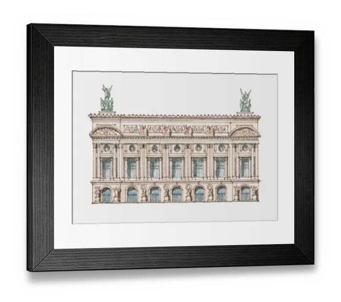 Framed Print : Illustration of Opera de Paris, France Framed Print : Illustration of Opera de Paris, France