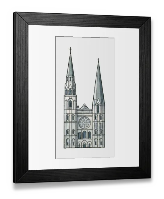 Framed Print : Illustration of Chartres Cathedral, France Framed Print : Illustration of Chartres Cathedral, France