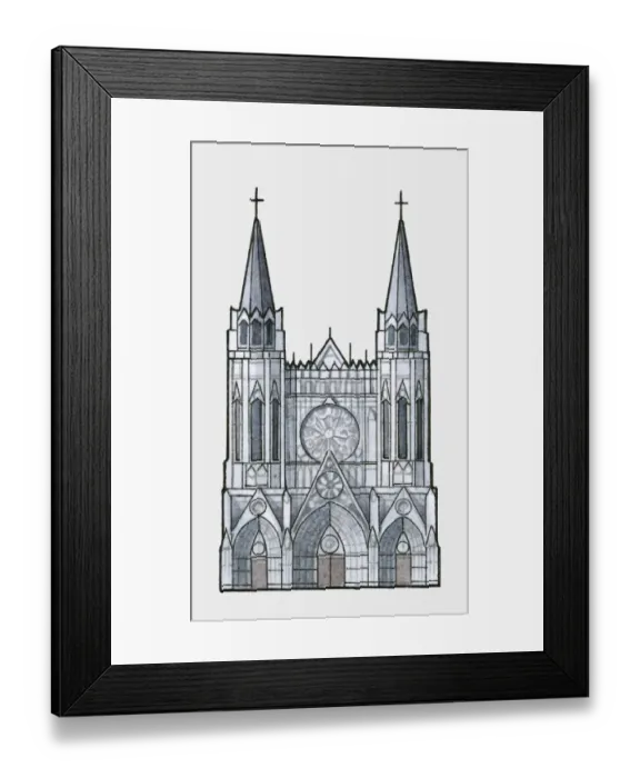 Framed Print : Illustration of Rouen Cathedral, in Normandy, France Framed Print : Illustration of Rouen Cathedral, in Normandy, France