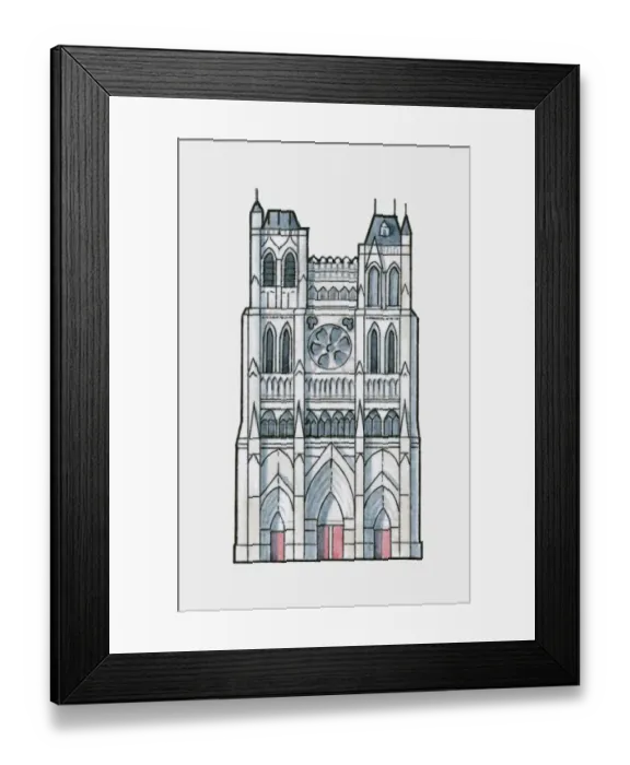 Framed Print : Illustration of Amiens Cathedral, France Framed Print : Illustration of Amiens Cathedral, France
