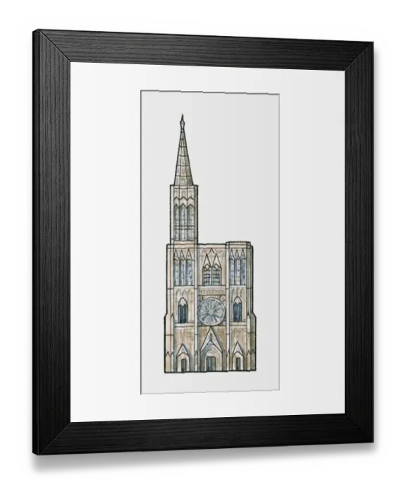 Framed Print : Illustration of Strasbourg Cathedral, France Framed Print : Illustration of Strasbourg Cathedral, France
