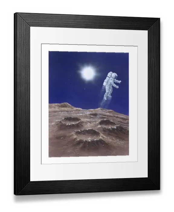 Framed Print : Illustration of astronaut above Mercurys landscape Framed Print : Illustration of astronaut above Mercurys landscape