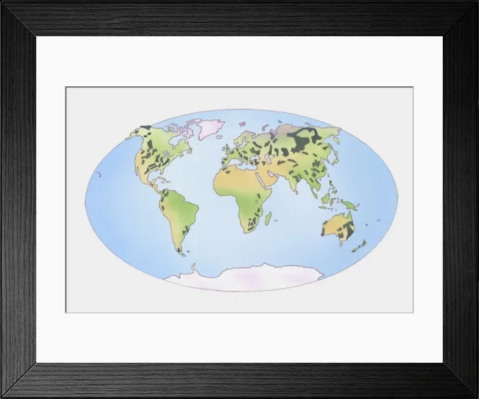 Framed Print : Illustration showing distribution of coal producing countries shown on world map Framed Print : Illustration showing distribution of coal producing countries shown on world map