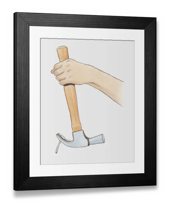 Framed Print : Illustration of removing nail using claw hammer Framed Print : Illustration of removing nail using claw hammer