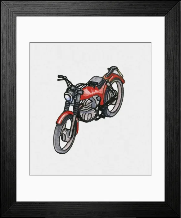 Framed Print : Illustration of a red motorcycle Framed Print : Illustration of a red motorcycle