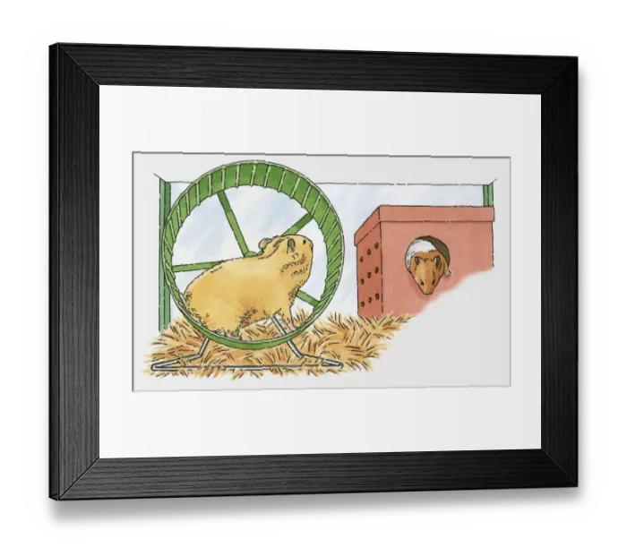 Framed Print : Illustration of guinea pig and hamster in cage Framed Print : Illustration of guinea pig and hamster in cage