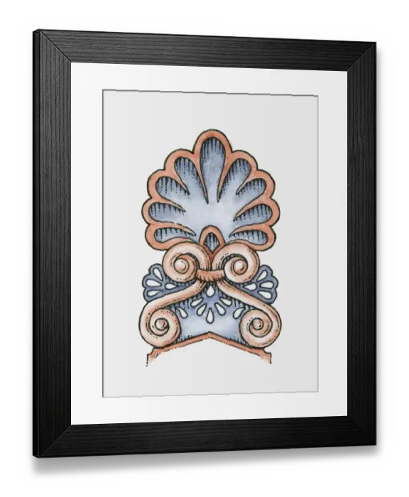 Framed Print : Ornate antefixa on ancient Greek Temple of Aphaia Framed Print : Ornate antefixa on ancient Greek Temple of Aphaia