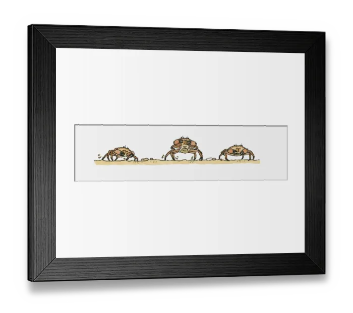 Framed Print : Illustration of crabs walking sideways underwater