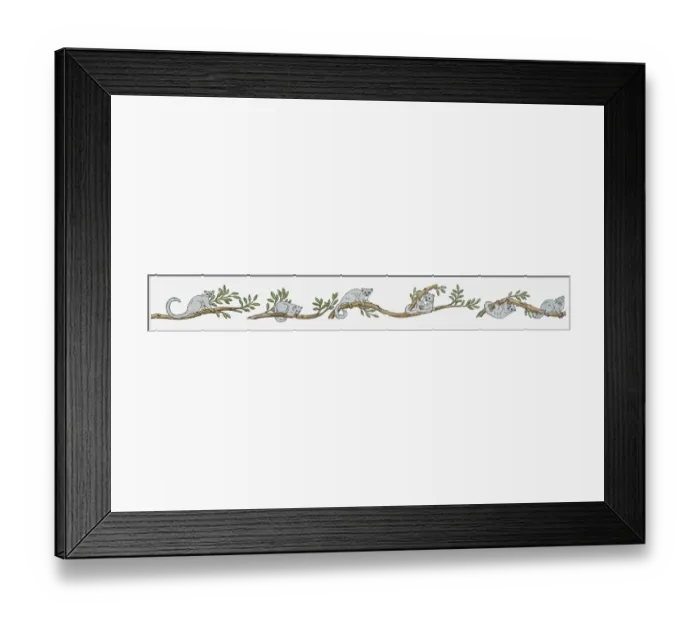 Framed Print : Illustration of Northern Greater Galago (Otolemur Garnettii) climbing through branches of jungle tre