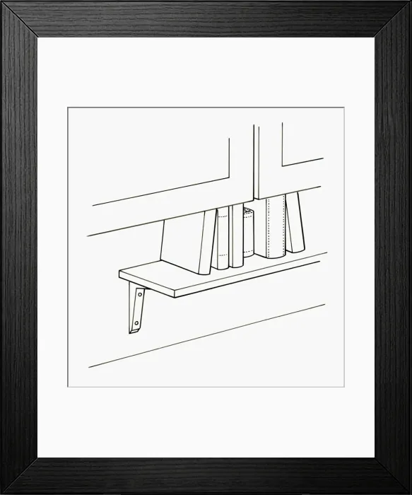 Framed Print : Black and white illustration of cookery books on shelf Framed Print : Black and white illustration of cookery books on shelf