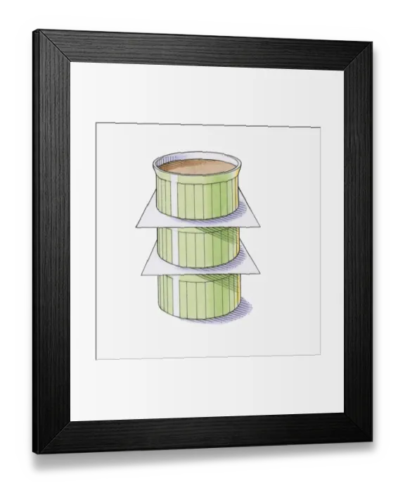 Framed Print : Illustration of stack of ramekins separated by paper Framed Print : Illustration of stack of ramekins separated by paper