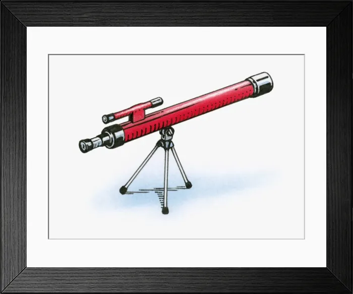 Framed Print : Illustration of red day telescope on tripod Framed Print : Illustration of red day telescope on tripod