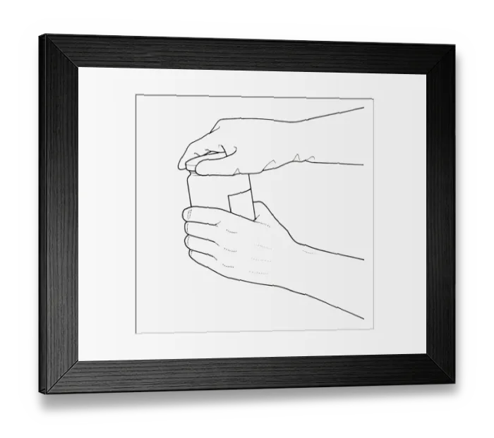 Framed Print : Black and white illustration of wearing washing up glove to unscrew jar lid Framed Print : Black and white illustration of wearing washing up glove to unscrew jar lid
