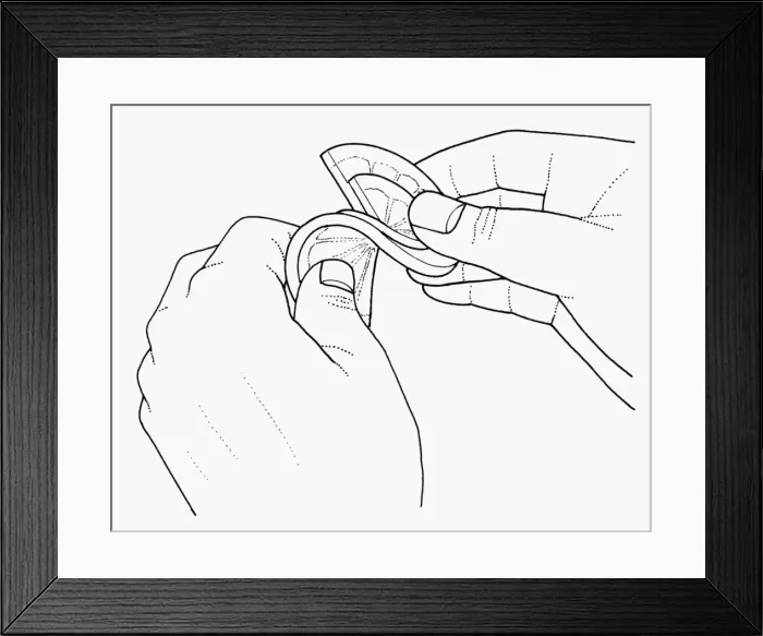 Framed Print : Black and white illustration of twisting lemon slices together
