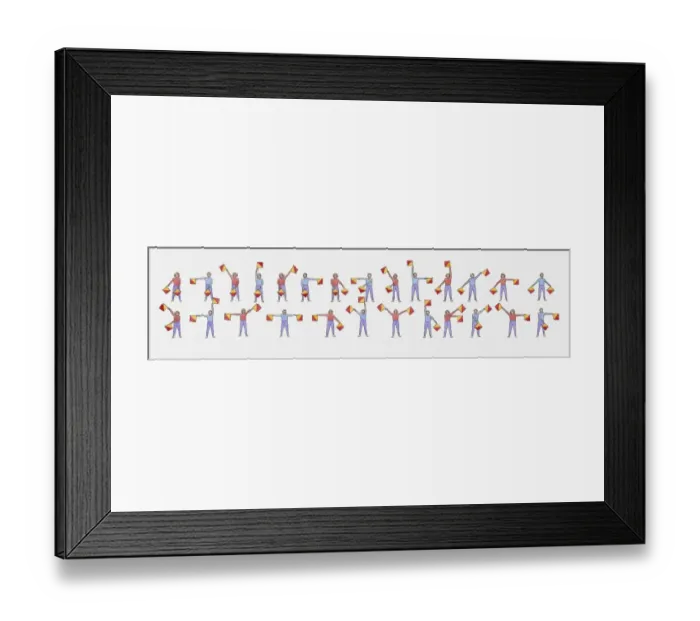 Framed Print : Illustration showing semaphore signalling using flags Framed Print : Illustration showing semaphore signalling using flags