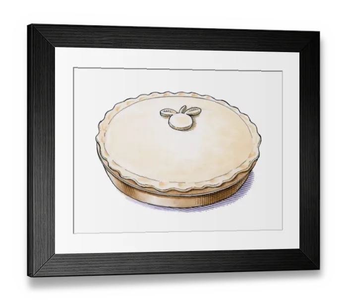 Framed Print : Illustration of pastry apple on a pie to identify when cooked Framed Print : Illustration of pastry apple on a pie to identify when cooked