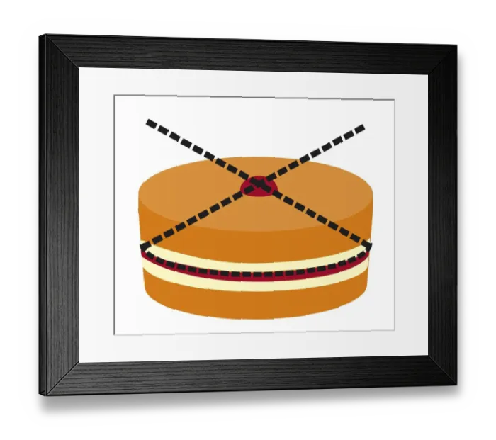 Framed Print : Digital illustration representing cake divided equally, showing how to cut a cake into 8 equally siz Framed Print : Digital illustration representing cake divided equally, showing how to cut a cake into 8 equally siz