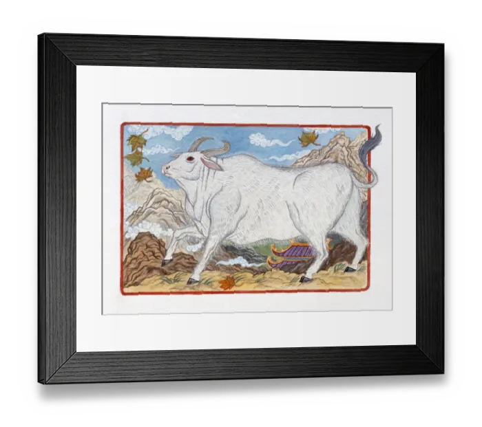 Framed Print : Illustration of Ox on the Way, representing Chinese Year Of The Ox Framed Print : Illustration of Ox on the Way, representing Chinese Year Of The Ox