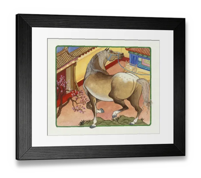Framed Print : Illustration of Horse within the Gate, representing Chinese Year Of The Horse Framed Print : Illustration of Horse within the Gate, representing Chinese Year Of The Horse