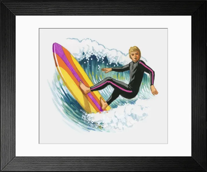 Framed Print : Illustration of man surfing Framed Print : Illustration of man surfing
