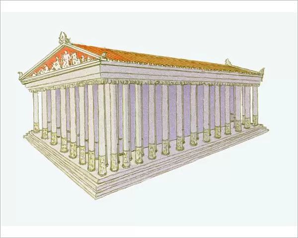 Illustration of Temple of Artemis in ancient Greek city of Ephesus