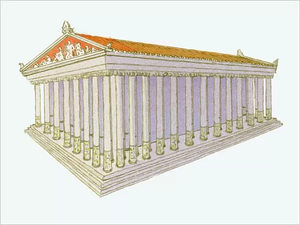 Illustration of Temple of Artemis in ancient Greek city of Ephesus