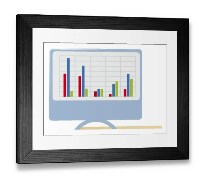 Framed Print : Digital illustration of graph on computer monitor