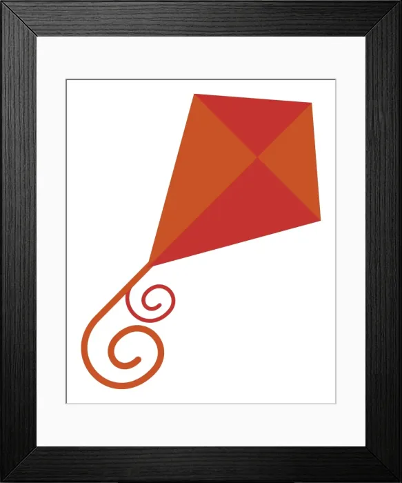 Framed Print : Digital illustration of orange and red kite Framed Print : Digital illustration of orange and red kite