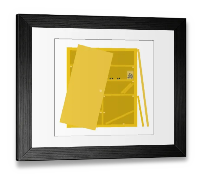 Framed Print : Digital illustration of partially assembled cupboard Framed Print : Digital illustration of partially assembled cupboard