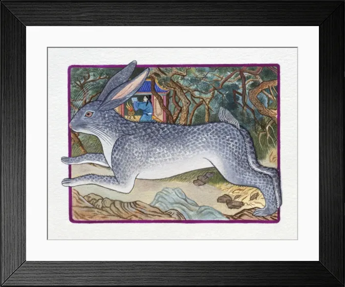Framed Print : Illustration of Rabbit Running in the Forest, representing Chinese Year Of The Rabbit Framed Print : Illustration of Rabbit Running in the Forest, representing Chinese Year Of The Rabbit
