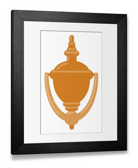 Framed Print : Digital illustration of brass door knocker Framed Print : Digital illustration of brass door knocker