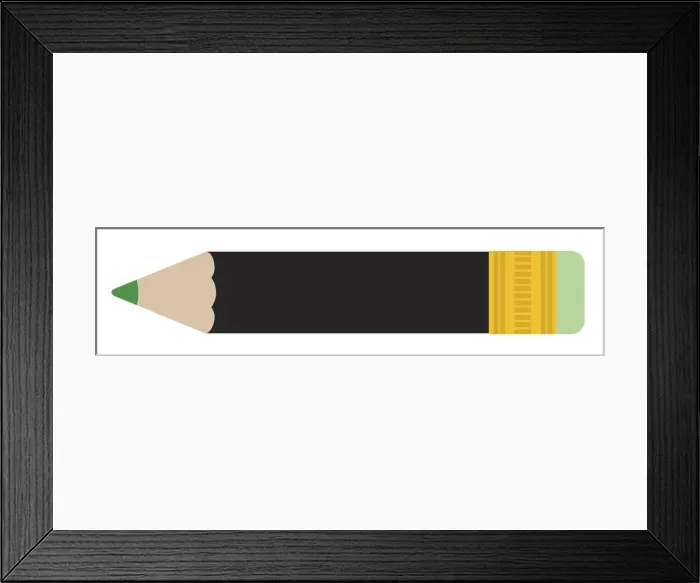 Framed Print : Digital illustration of green graphite pencil with eraser Framed Print : Digital illustration of green graphite pencil with eraser