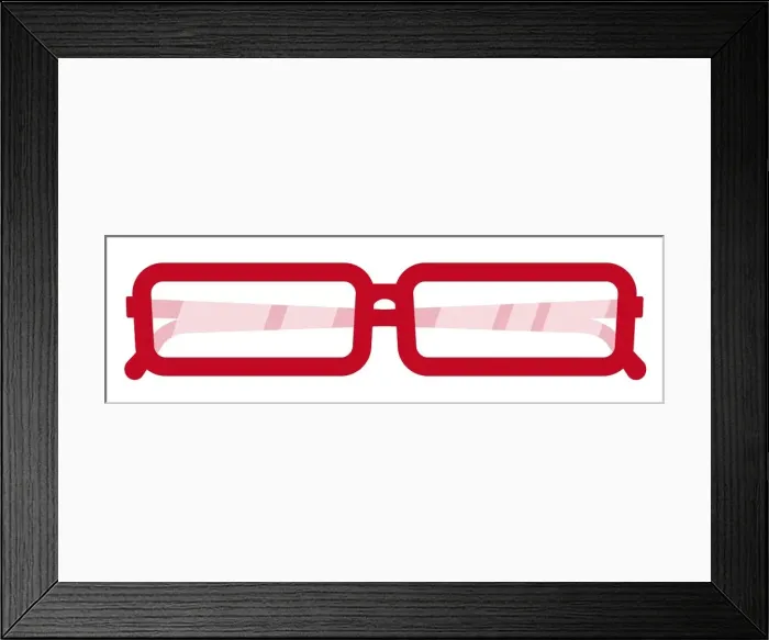 Framed Print : Digital illustration of rectangular red spectacles Framed Print : Digital illustration of rectangular red spectacles