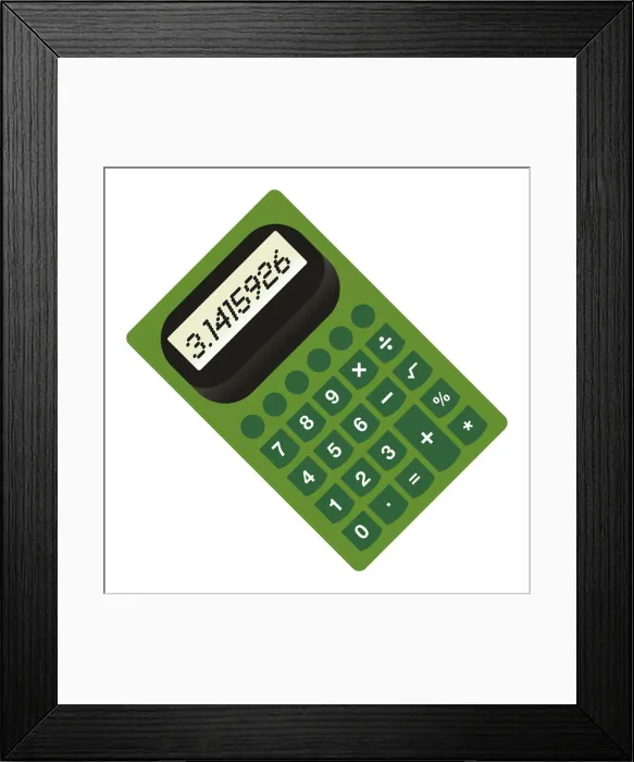 Framed Print : Digital illustration of green calculator