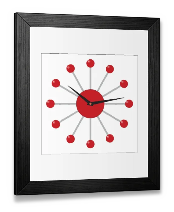 Framed Print : Digital illustration of old fashioned red clock Framed Print : Digital illustration of old fashioned red clock