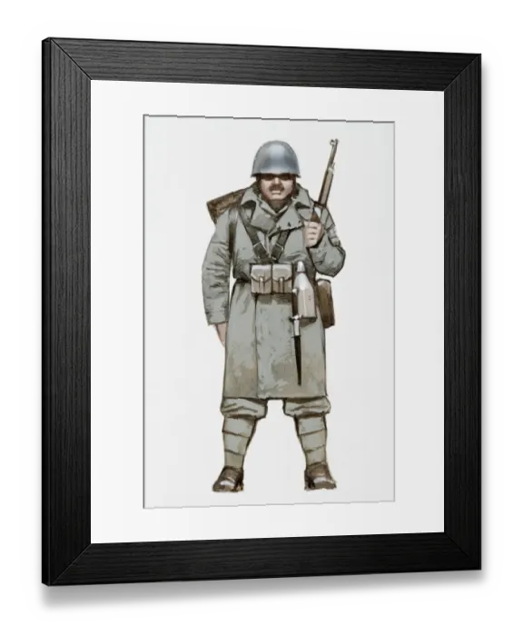 Framed Print : Illustration of World War Two Italian soldier Framed Print : Illustration of World War Two Italian soldier