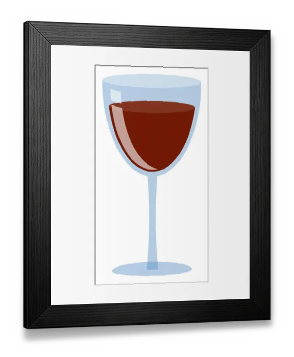 Framed Print : Digital illustration of red wine in blue wine glass