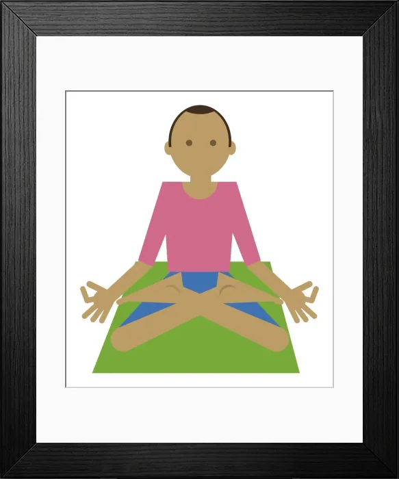 Framed Print : Digital illustration representing man sitting in lotus position Framed Print : Digital illustration representing man sitting in lotus position