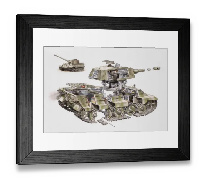Framed Print : Cross section Illustration of German World War Two Tiger II tank Framed Print : Cross section Illustration of German World War Two Tiger II tank