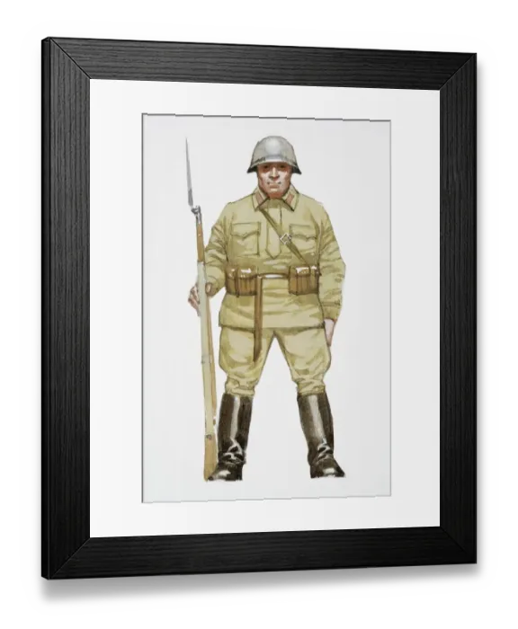 Framed Print : Illustration of World War Two Russian soldier Framed Print : Illustration of World War Two Russian soldier