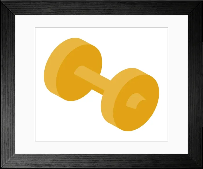 Framed Print : Digital illustration of gold dumbbell Framed Print : Digital illustration of gold dumbbell