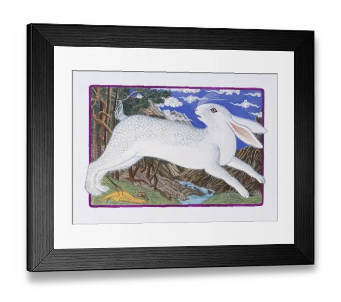 Framed Print : Illustration of Rabbit Running Out of the Forest, representing Chinese Year Of The Rabbit Framed Print : Illustration of Rabbit Running Out of the Forest, representing Chinese Year Of The Rabbit