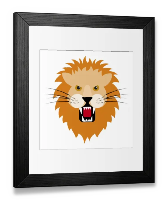 Framed Print : Digital illustration of roaring lion