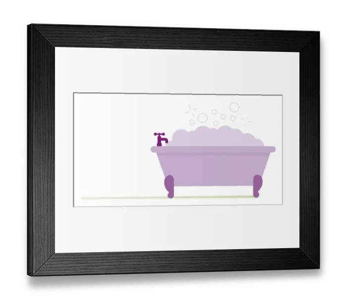 Framed Print : Digital illustration of purple bubbles in purple bath Framed Print : Digital illustration of purple bubbles in purple bath
