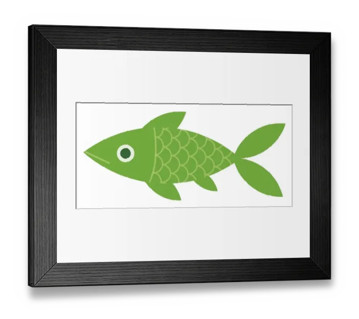 Framed Print : Digital illustration of scaly green fish Framed Print : Digital illustration of scaly green fish